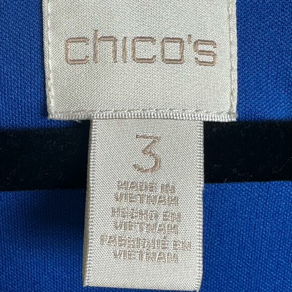 Chicos Dress Women 3 (XL) Blue Striped Sleeveless Blouson Midi Casual Beach Boho - Picture 7 of 13